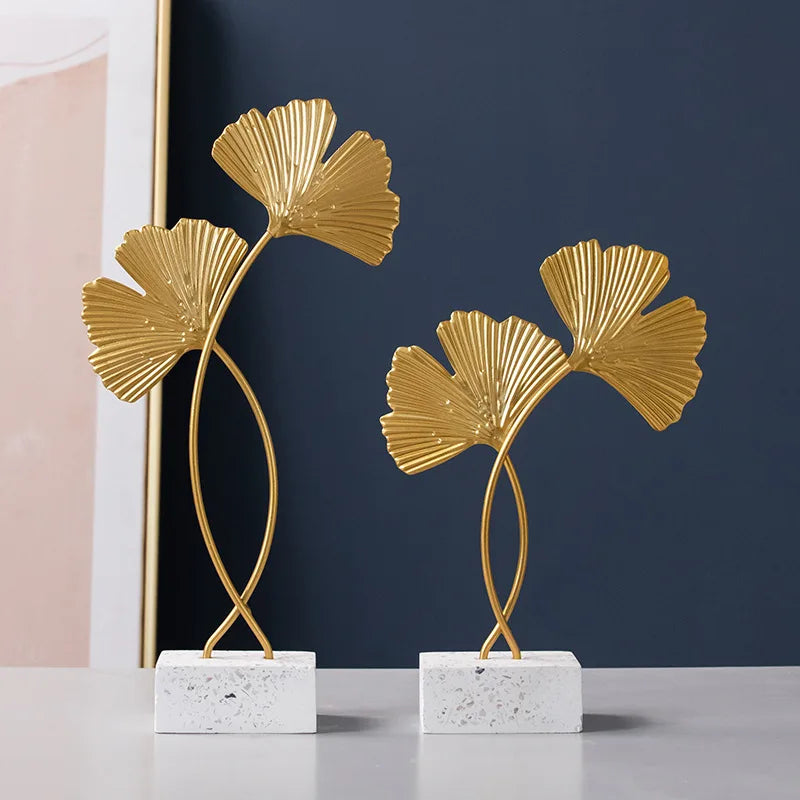 Creative Golden Leaf Figurines