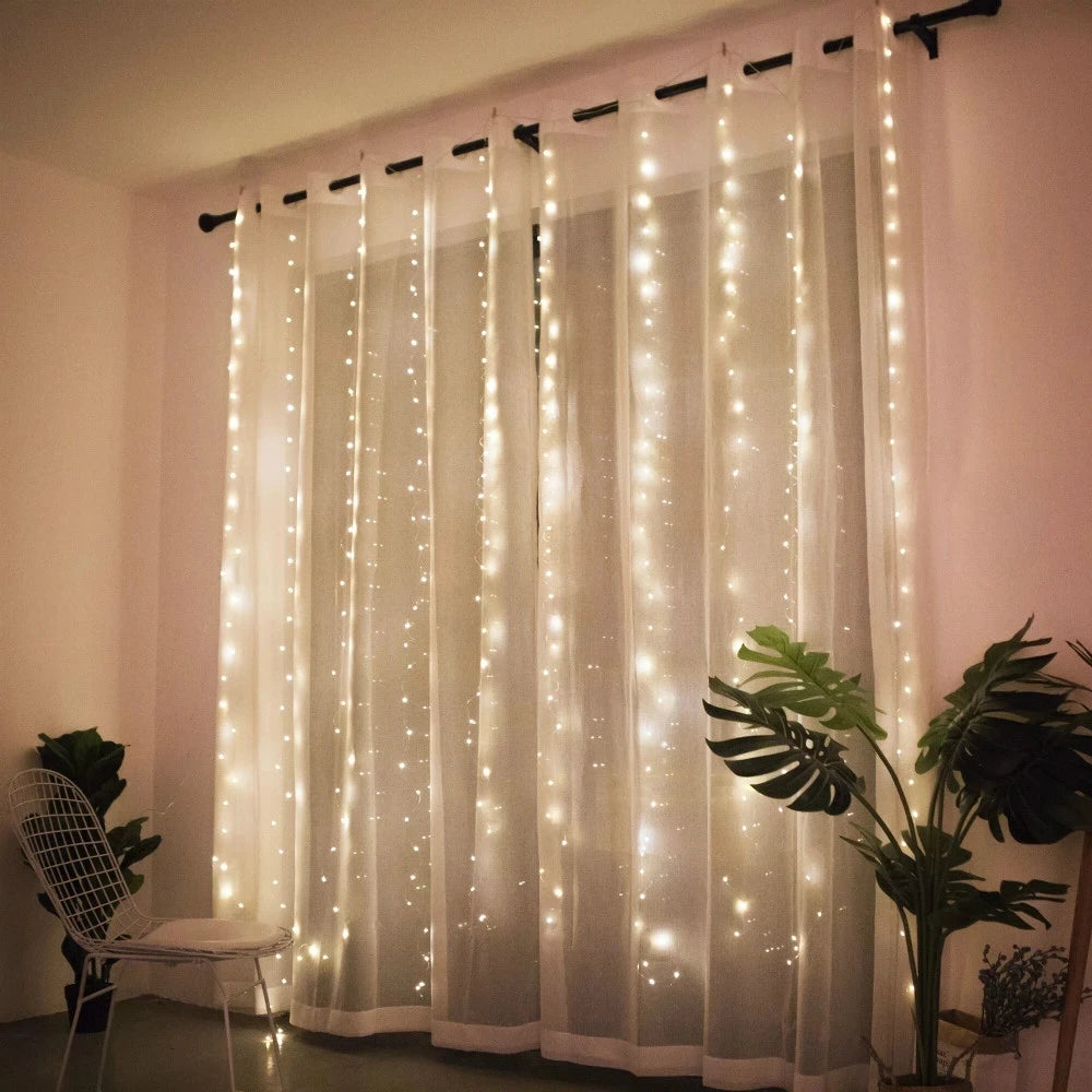 Christmas Curtain Garland Lights